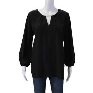 A New York Women Tunic Blouse Black Polyester Round Neck 3/4 Sleeve Size S